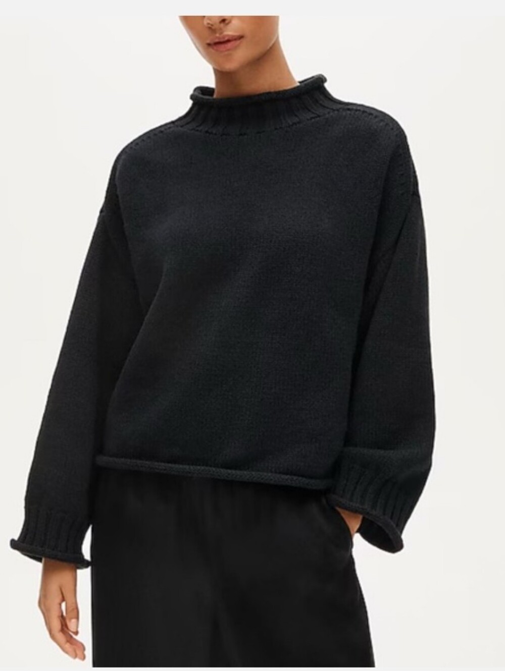 NWT J.Crew Women's 2025 Rollneck™ sweater Sz M $98 Black Viral